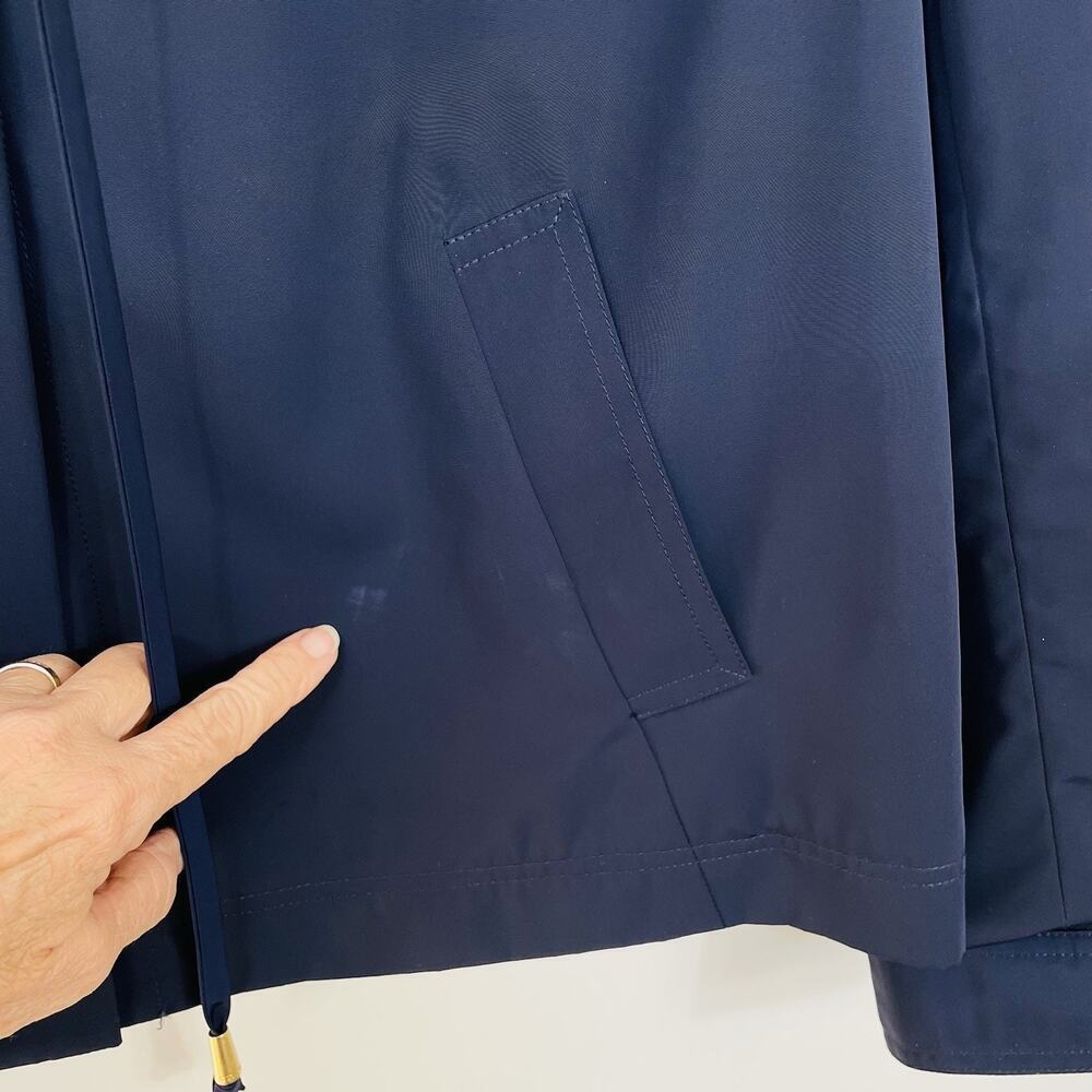 St. John Funnel Neck Rain Jacket Windbreaker Size XL Navy Cowl Neck Lightweight - Picture 8 of 16